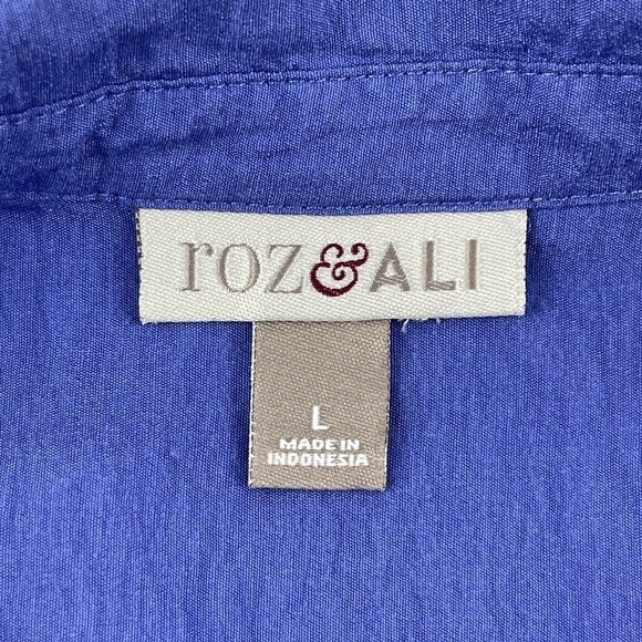 Roz & Ali Button Up Shirt Womens Large Blue Long Sleeve - Picture 2 of 9